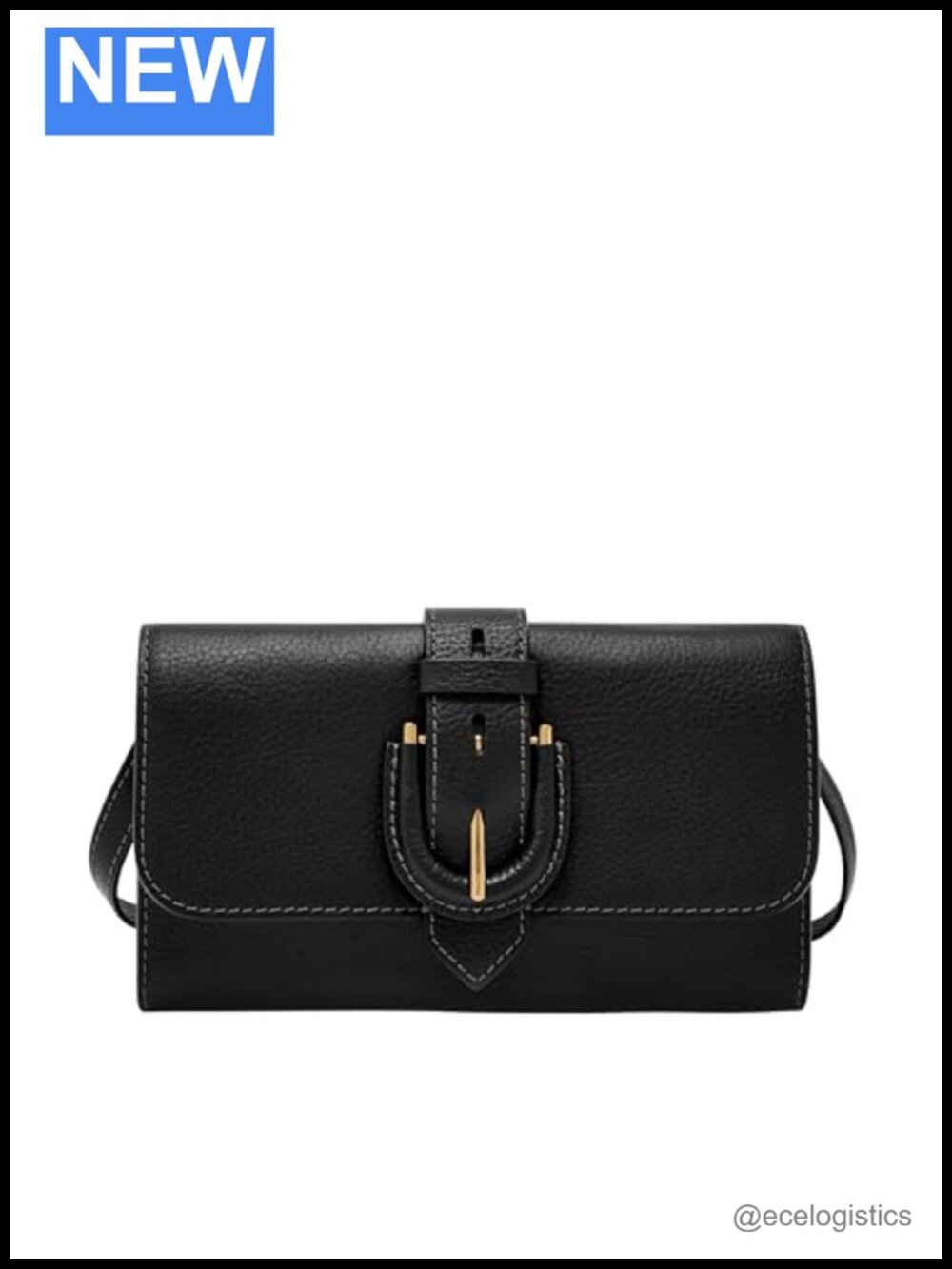 Genuine Leather Crossbody Wallet Bag with Flap Closure, Fits Phone, 12 Card